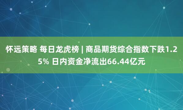 怀远策略 每日龙虎榜 | 商品期货综合指数下跌1.25% 日内资金净流出66.44亿元